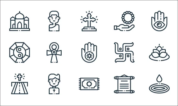 Iconos Línea Espiritual Conjunto Lineal Conjunto Línea Vectorial Calidad Como — Vector de stock