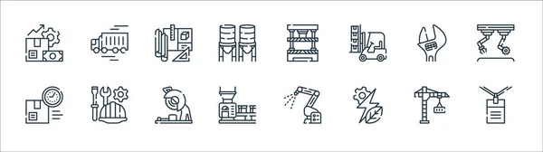 Iconos Línea Proceso Industrial Conjunto Lineal Conjunto Línea Vectorial Calidad — Vector de stock