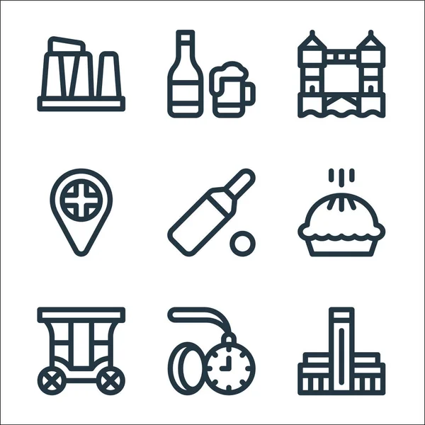 England Line Icons Linear Set Quality Vector Line Set Pocket — Stock Vector