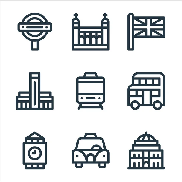 Englandlinien Symbole Lineares Set Qualität Vektor Line Set Wie Royal — Stockvektor