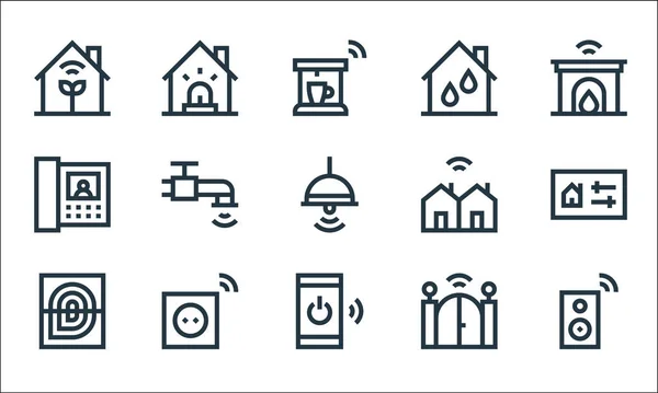 Iconos Línea Smarthome Plana Conjunto Lineal Conjunto Línea Vectorial Calidad — Vector de stock