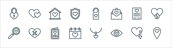 Love Line Icons Linear Set Quality Vector Line Set Location — Stock Vector