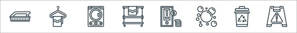 Iconos Línea Lavandería Conjunto Lineal Conjunto Línea Vectores Calidad Como — Vector de stock