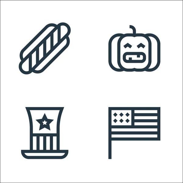 United States America Line Icons Линейное Множество Набор Векторных Линий — стоковый вектор