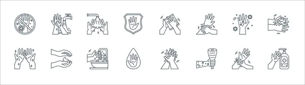 Hand Washing Line Icons Linear Set Quality Vector Line Set — Stock Vector