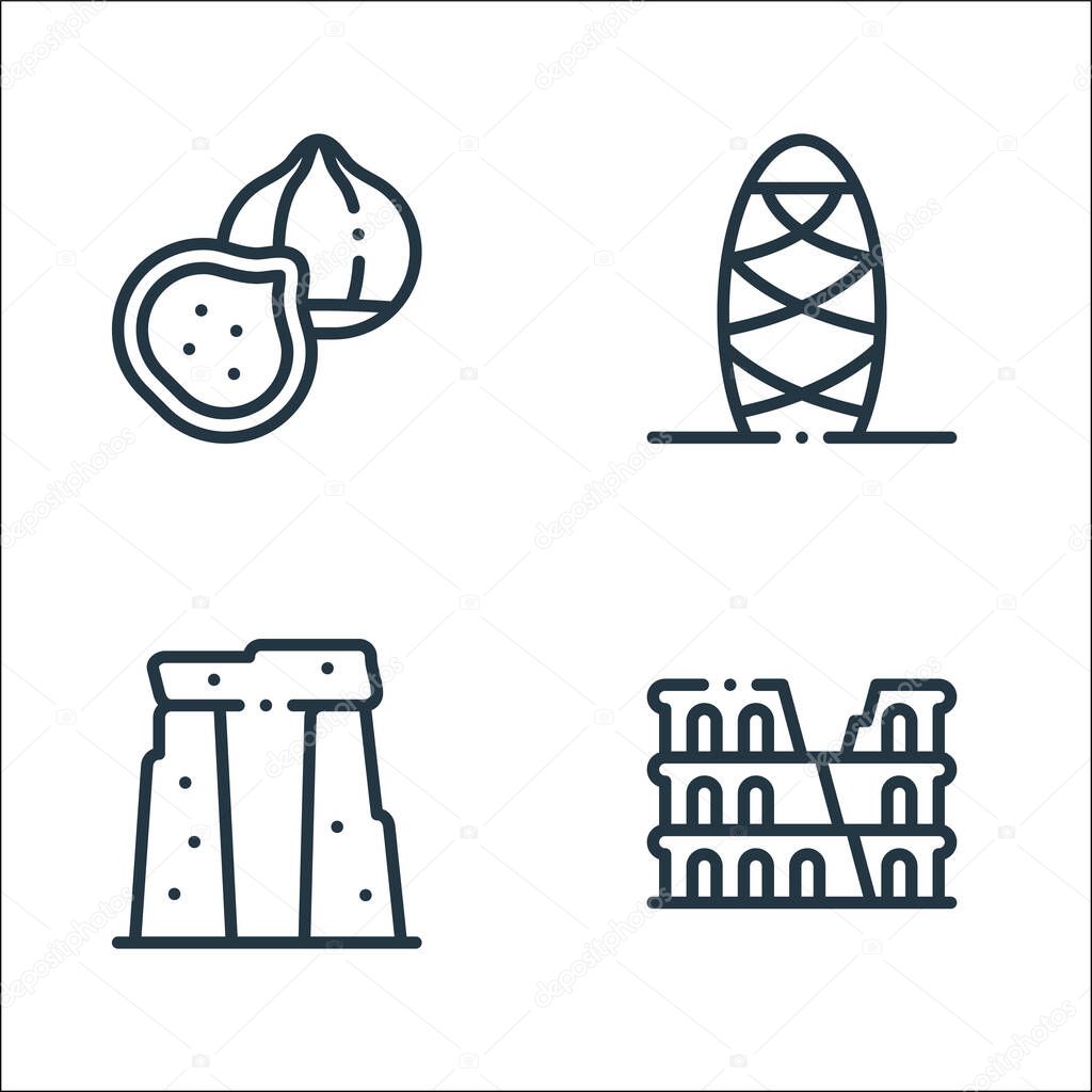 europe line icons. linear set. quality vector line set such as colosseum, stonehenge,