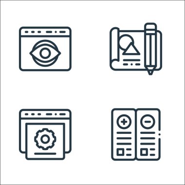 tasarım çizgisi simgeleri. Doğrusal küme. avantaj, web sitesi, dosya gibi kalite vektör çizgisi