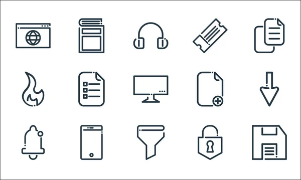 Ricon Line Symbole Lineares Set Qualitätsvektorzeilensatz Wie Speicheroption Filter Benachrichtigungsglocke — Stockvektor