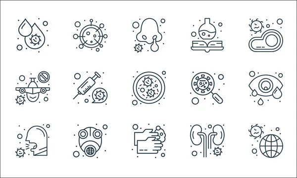 Virus Transmission Line Icons Linear Set Quality Vector Line Set — Stock Vector