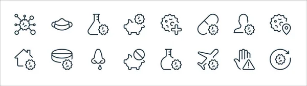 Coronavirus Line Icons Linear Set Quality Vector Line Set Spread — Stock Vector