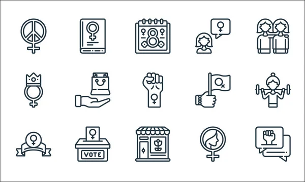 Womens Day Line Icons Linear Set Quality Vector Line Set — Stock Vector