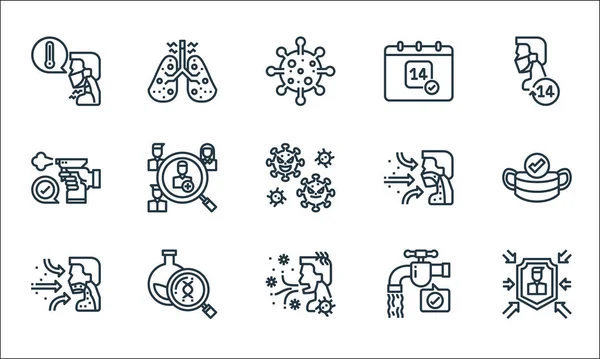 Flat Coronavirus Line Icons Linear Set Quality Vector Line Set — Stock Vector