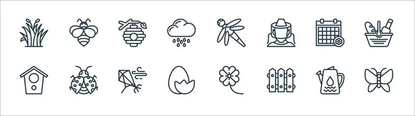 Spring Line Icons Linear Set Quality Vector Line Set Butterfly — Stock Vector