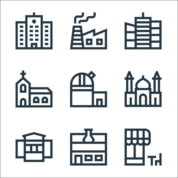 Symbole Für Städtische Baulinien Lineares Set Qualitätsvektorlinienset Wie Café Labor — Stockvektor
