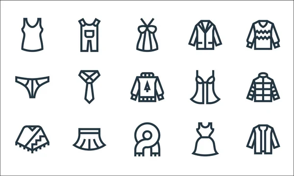 Clothes Line Icons Linear Set Quality Vector Line Set Cardigan — Stock Vector