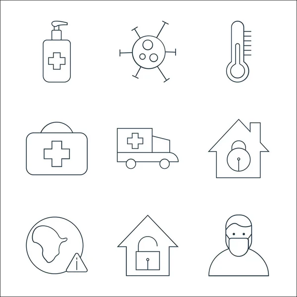 Coronavirus Line Icons Linear Set Quality Vector Line Set Doctor — Stock Vector