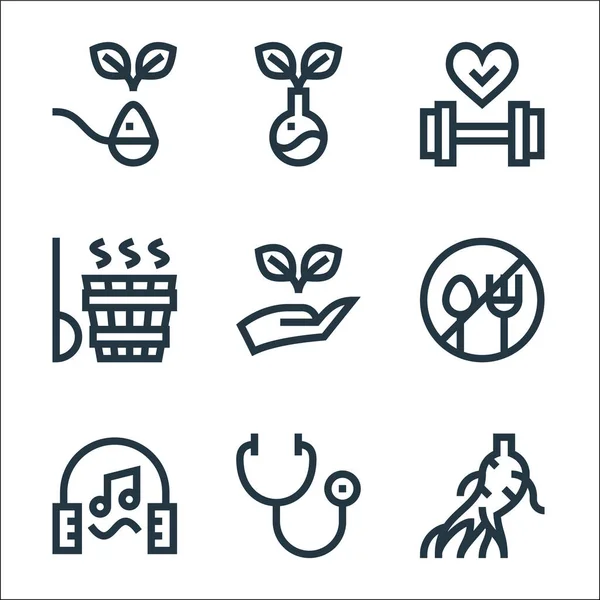 Alternative Medicine Line Icons Linear Set Quality Vector Line Set — Stock Vector