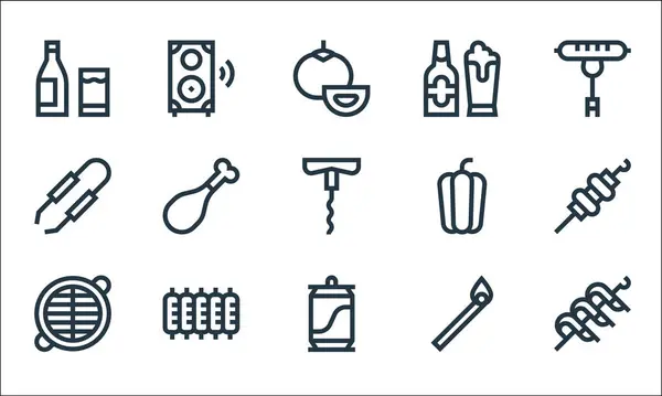 Flat Barbecue Line Icons Linear Set Quality Vector Line Set — Stock Vector