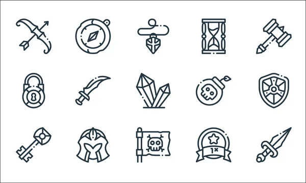 Videogame Elements Line Icons Linear Set Quality Vector Line Set — Stock Vector