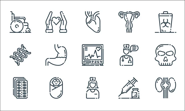 Medical Line Icons Linear Set Quality Vector Line Set Kidney — Stock Vector