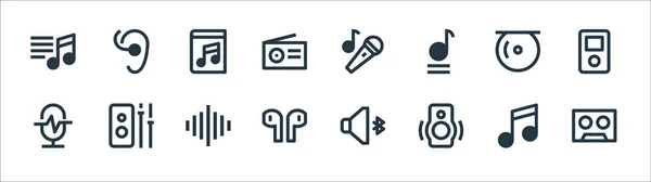 Music Player Interface Line Icons Linear Set Quality Vector Line — Stock Vector