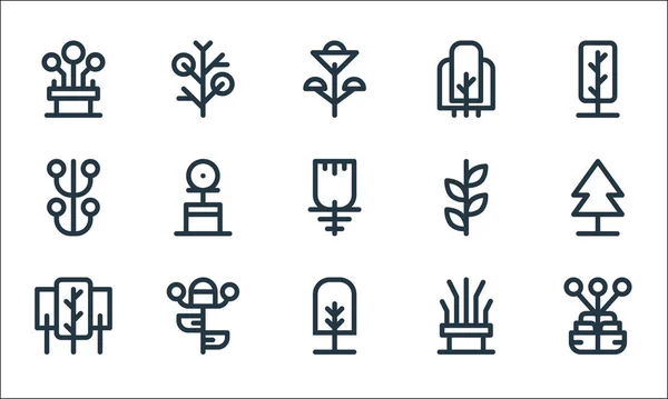 Symbole Für Baum Und Pflanzlinien Lineares Set Qualitäts Vektorlinienset Wie — Stockvektor
