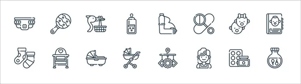 Iconos Línea Maternidad Conjunto Lineal Conjunto Línea Vectores Calidad Como — Vector de stock