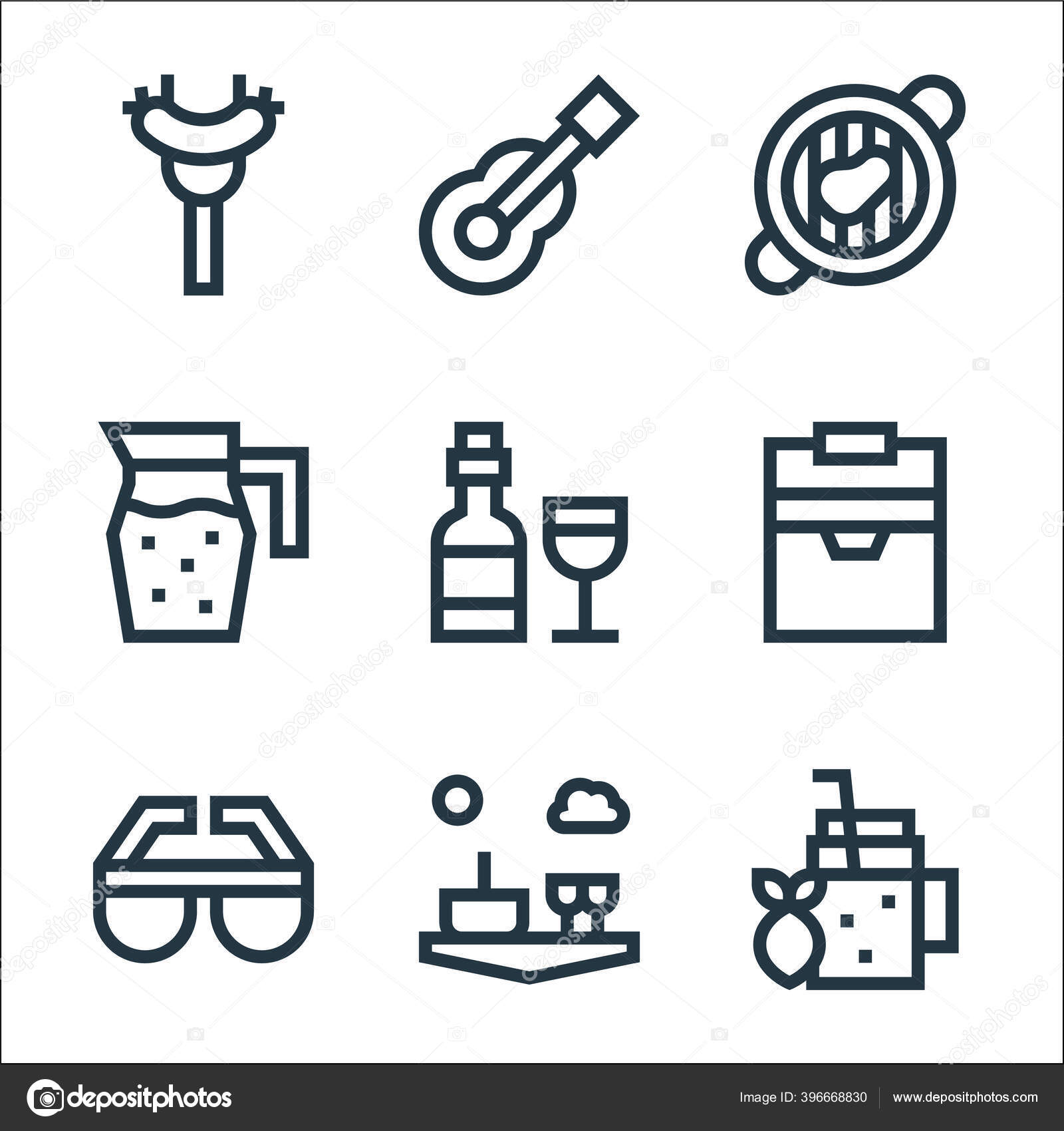 Download Picnic Line Icons Linear Set Quality Vector Line Set Lemonade Vector Image By C Awesomegroup Vector Stock 396668830