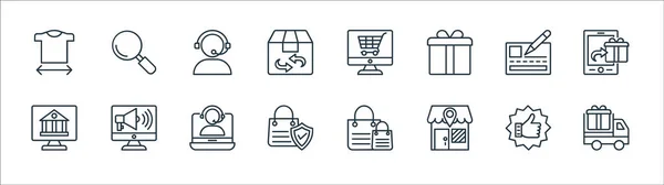 Shopping Line Icons Line Icons Lineares Set Qualitätsvektorleitungssatz Wie Lieferwagen — Stockvektor