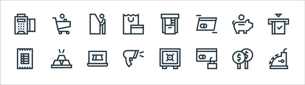 Payment Line Icons Linear Set Quality Vector Line Set Cashier — Stock Vector