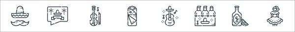 Cinco Mayo Line Icons Conjunto Lineal Set Línea Vectorial Calidad — Vector de stock