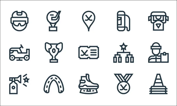 Hockey Line Icons Linear Set Quality Vector Line Set Cone — Stock Vector
