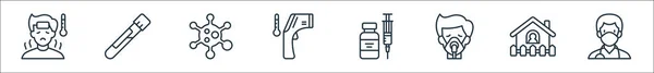 Symbole Für Virenübertragungsleitungen Lineares Set Qualitätsvektorleitungsset Wie Arzt Quarantäne Sauerstoffmaske — Stockvektor
