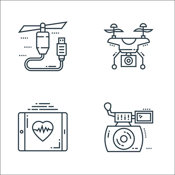 Dispositivos Tecnología Iconos Línea Conjunto Lineal Conjunto Línea Vectores Calidad — Vector de stock