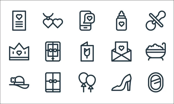 Mothers Day Line Icons Linear Set Quality Vector Line Set — Stock Vector