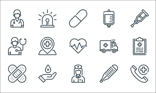 Medical Line Icons Linear Set Quality Vector Line Set Emergency — Stock Vector