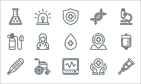 Medical Line Icons Linear Set Quality Vector Line Set Crutch — Stock Vector