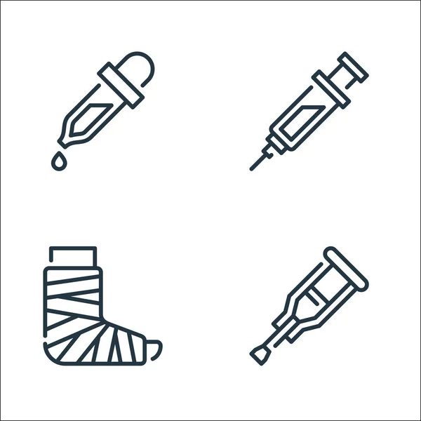 stock vector medical line icons. linear set. quality vector line set such as crutch, bandage, syringe