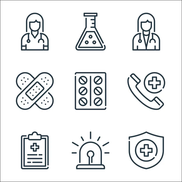 Icônes Ligne Médicale Set Linéaire Ensemble Lignes Vectorielles Qualité Telles — Image vectorielle