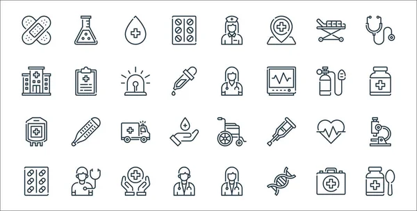 Medical Line Icons Linear Set Quality Vector Line Set Syrup — Stock Vector