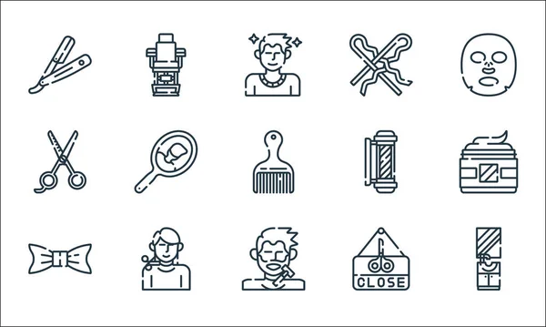 Hairdressing Barber Line Icons Linear Set Quality Vector Line Set — Stock Vector