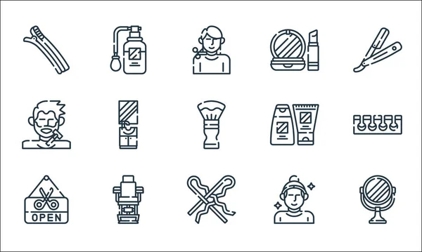 Hairdressing Barber Line Icons Linear Set Quality Vector Line Set — Stock Vector