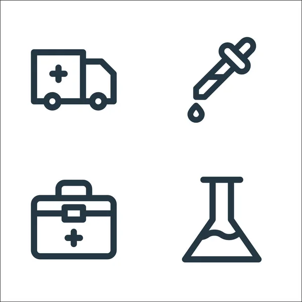 Artículos Médicos Línea Iconos Conjunto Lineal Conjunto Línea Vectorial Calidad — Archivo Imágenes Vectoriales