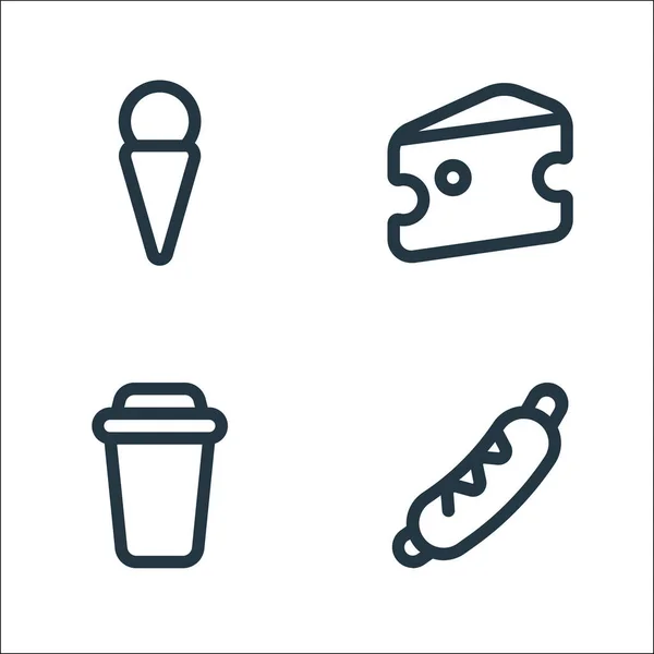 Foodline Symbole Lineares Set Qualitätsvektorleitungsset Wie Hot Dog Drink Käse — Stockvektor