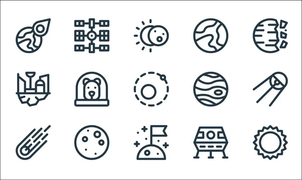 Space Line Icons Linear Set Quality Vector Line Set Sun — Stock Vector