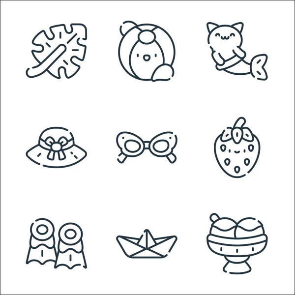 Summer Line Icons Linear Set Quality Vector Line Set Ice — Stock Vector
