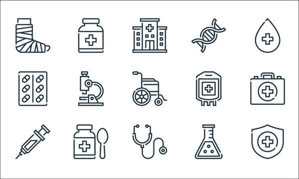 Medical Line Icons Linear Set Quality Vector Line Set Stethoscope — Stock Vector