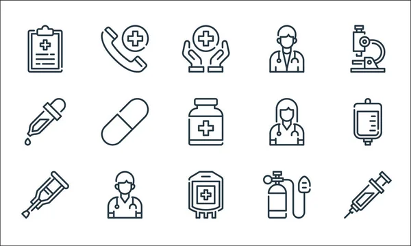 Icônes Ligne Médicale Set Linéaire Ensemble Lignes Vectorielles Qualité Telles — Image vectorielle