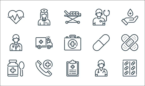 Medical Line Icons Linear Set Quality Vector Line Set Pill — Stock Vector