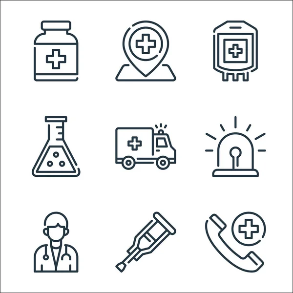 Iconos Línea Médica Conjunto Lineal Conjunto Línea Vectores Calidad Como — Archivo Imágenes Vectoriales